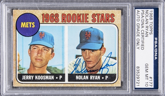 1968 Topps #177 Nolan Ryan Mets Rookies Signed Rookie Card - PSA/DNA GEM MT 10 Signature!
